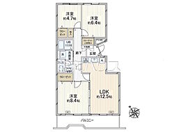 西原グリーンハイツ6号棟 3LDKの間取図画像