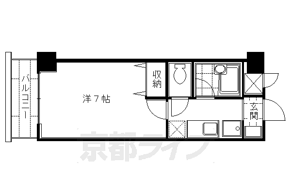 Ｔｗｉｎ’ｓ　Ｓｑｕａｒｅ　Ｗｅｓｔ 203｜京都府京都市伏見区東町(賃貸マンション1K・2階・21.12㎡)の写真 その2