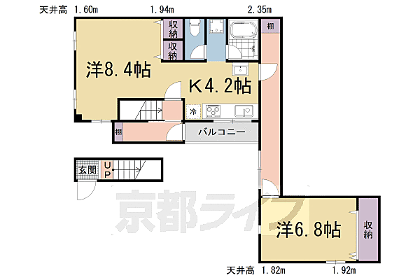 アズマコーポ 2F｜京都府京都市山科区西野山百々町(賃貸アパート2K・2階・51.40㎡)の写真 その2