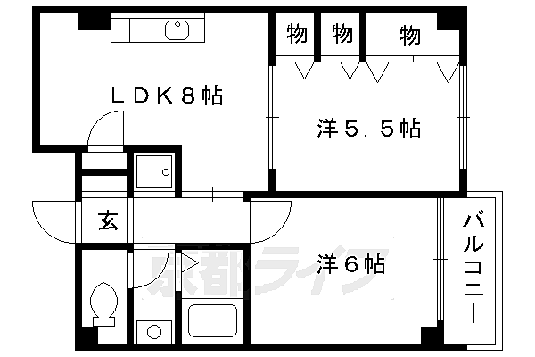 セントアミュー 501｜京都府京都市伏見区北端町(賃貸マンション2DK・5階・46.00㎡)の写真 その2