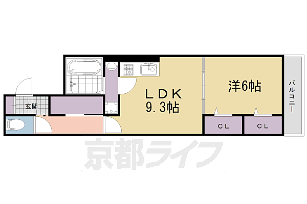 京都府城陽市久世北垣内(賃貸アパート1LDK・1階・41.99㎡)の写真 その2