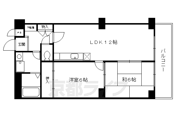 インペリアルパレスリバーサイド 318｜京都府京都市伏見区向島庚申町(賃貸マンション2LDK・3階・54.56㎡)の写真 その2