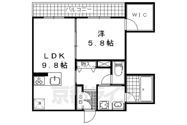 シャーメゾン小野小町 207｜京都府京都市山科区小野蚊ケ瀬町(賃貸マンション1LDK・2階・47.48㎡)の写真 その2