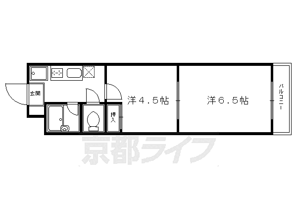 京都府京都市南区西九条豊田町(賃貸マンション2K・4階・27.54㎡)の写真 その2