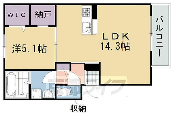 リオ　オエステ　プラス 302｜京都府京都市伏見区桃山町因幡(賃貸アパート1LDK・3階・49.21㎡)の写真 その2