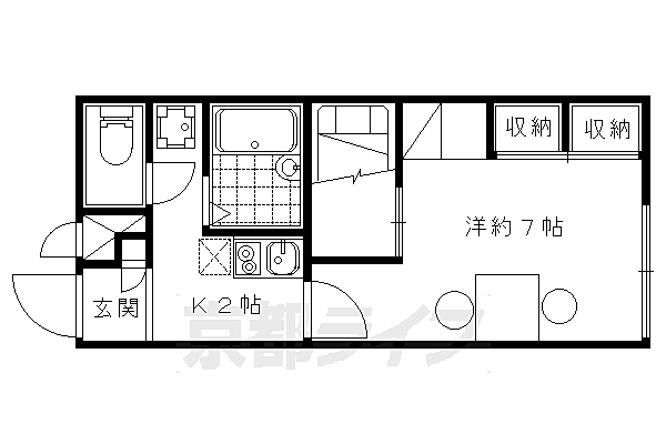 レオパレスフォーティウィンクス 216｜京都府京都市山科区厨子奥若林町(賃貸アパート1K・2階・23.18㎡)の写真 その2