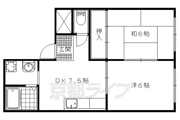 ＳＴＡＲＴＹ小野 101｜京都府京都市山科区勧修寺閑林寺(賃貸マンション2DK・1階・37.00㎡)の写真 その2