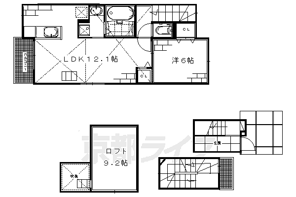 ジュネビーブ　II 305｜京都府京都市伏見区下鳥羽南円面田町(賃貸アパート1LDK・3階・52.99㎡)の写真 その2