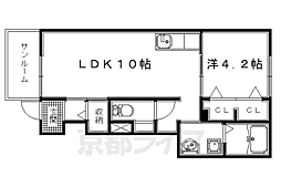 JR奈良線 木幡駅 徒歩15分の賃貸アパート 1階1LDKの間取り