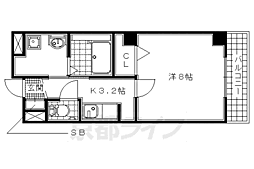 京阪本線 石清水八幡宮駅 徒歩2分の賃貸マンション 2階1Kの間取り