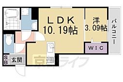 JR片町線(学研都市線) 大住駅 徒歩11分の賃貸アパート 3階1LDKの間取り