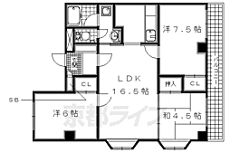 京阪宇治線 木幡駅 徒歩3分の賃貸マンション 2階3LDKの間取り