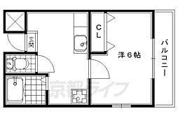 近鉄京都線 大久保駅 徒歩5分の賃貸マンション 3階1Kの間取り