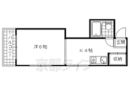 エクセレント 1階1Kの間取り