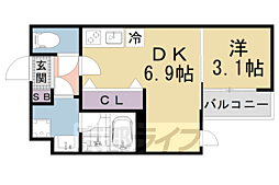 VINA山科WEST 1DKの間取図画像