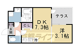 VINA山科WEST 1DKの間取図画像