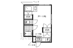 クレセント久津川 1Kの間取図画像