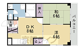 JR東海道・山陽本線 西大路駅 徒歩4分の賃貸マンション 2階2LDKの間取り