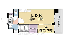 京都市営烏丸線 十条駅 徒歩3分の賃貸マンション 4階1LDKの間取り