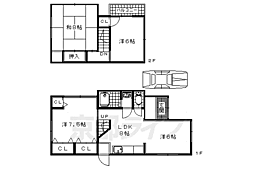 京阪宇治線 三室戸駅 徒歩5分の賃貸一戸建て 3LDKの間取り