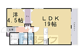 京都市営烏丸線 九条駅 徒歩5分の賃貸マンション 2階1LDKの間取り