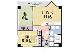 サンフローラ山科 2階2LDKの間取り