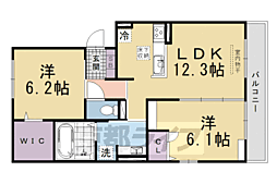 Ｂｅｌｌ　ｓｏａｒ 206 2階2LDKの間取り