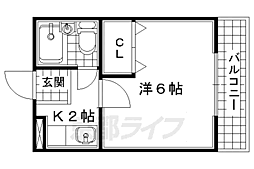 JR奈良線 宇治駅 徒歩5分の賃貸マンション 2階1Kの間取り