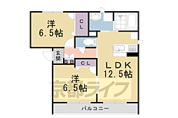 JR東海道・山陽本線 桂川駅 徒歩25分の賃貸マンション 3階2LDKの間取り