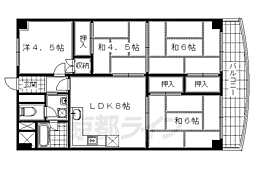 深草西浦住宅 4DKの間取図画像