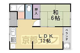 第一山本荘 2DKの間取図画像