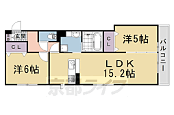 D-ROOM西院小米 2LDKの間取図画像