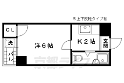 ヒューマンハイツ御室 1Kの間取図画像