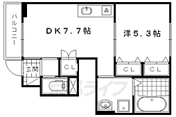 エルメゾン北山 1DKの間取図画像