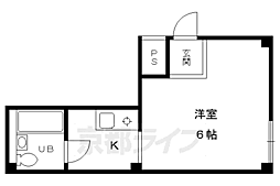 大将軍ハイツ 1Kの間取図画像