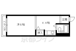 パインフィールド北白川 1Kの間取図画像