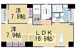 FELICE御所西 2LDKの間取図画像