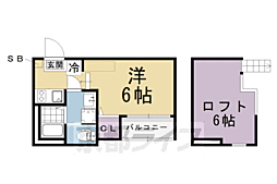ハーモニーテラス桃山町西町 ワンルームの間取図画像