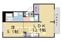 ラフィーネ水無瀬 1LDKの間取図画像