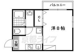 MESAVERDE北山 1Kの間取図画像