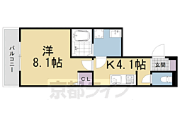 フォーレスト曼殊院 1Kの間取図画像