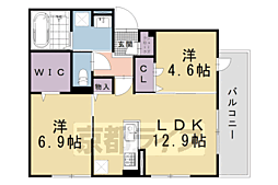 GRAMM松室吾田神町B 2LDKの間取図画像