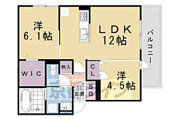 GRAMM松室吾田神町B 2LDKの間取図画像
