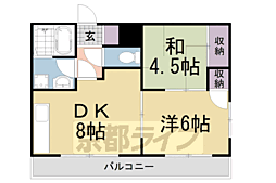 シャントゥール城北 2LDKの間取図画像
