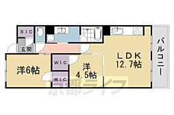 ファインフラッツ京都神宮別邸 2LDKの間取図画像