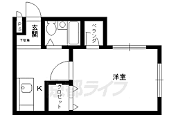 ダイユウレストハウスB 1Kの間取図画像