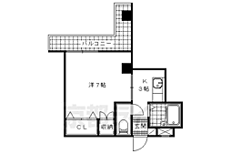 ヤマシナアーバンコテージ 1Kの間取図画像
