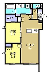 西宮市今津山中町マンション 2LDKの間取図画像