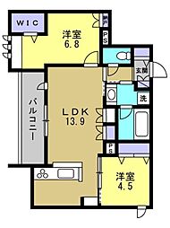 西宮市今津山中町マンション 2LDKの間取図画像