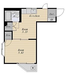 亀田コーポ 1Kの間取図画像